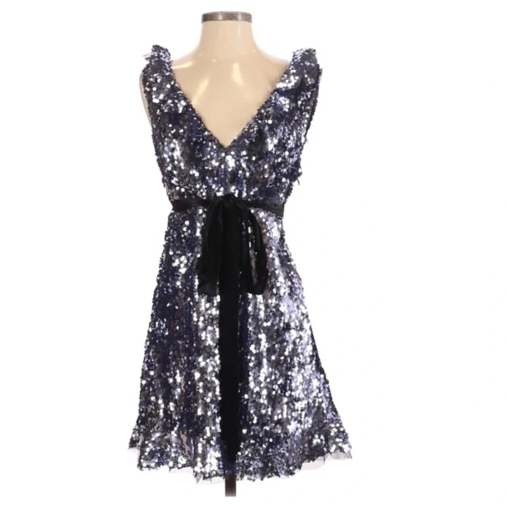 FREE PEOPLE BLUE SEQUIN DRESS SIZE 0 - Picture 1 of 10